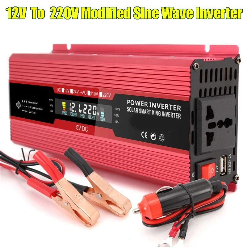 5000W/4000W/3000W DC 12V To AC 220V Modified Sine Wave Inverter Charger Converter Adapter Multifunction Inverter for Home Travel