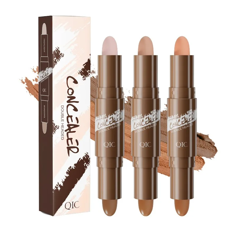 Barra de contorno con resaltador corrector de doble cabeza para puente de nariz tridimensional sombra V cara puente de nariz alto 1 Uds