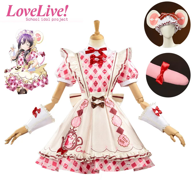 Nico Yazawa Anime LoveLive Cosplay Kostüm Damen Süßes Lolita-Kleid Kopfbedeckung Handschuh Socke Requisite Halloween-Party Nico Yazawa Uniform