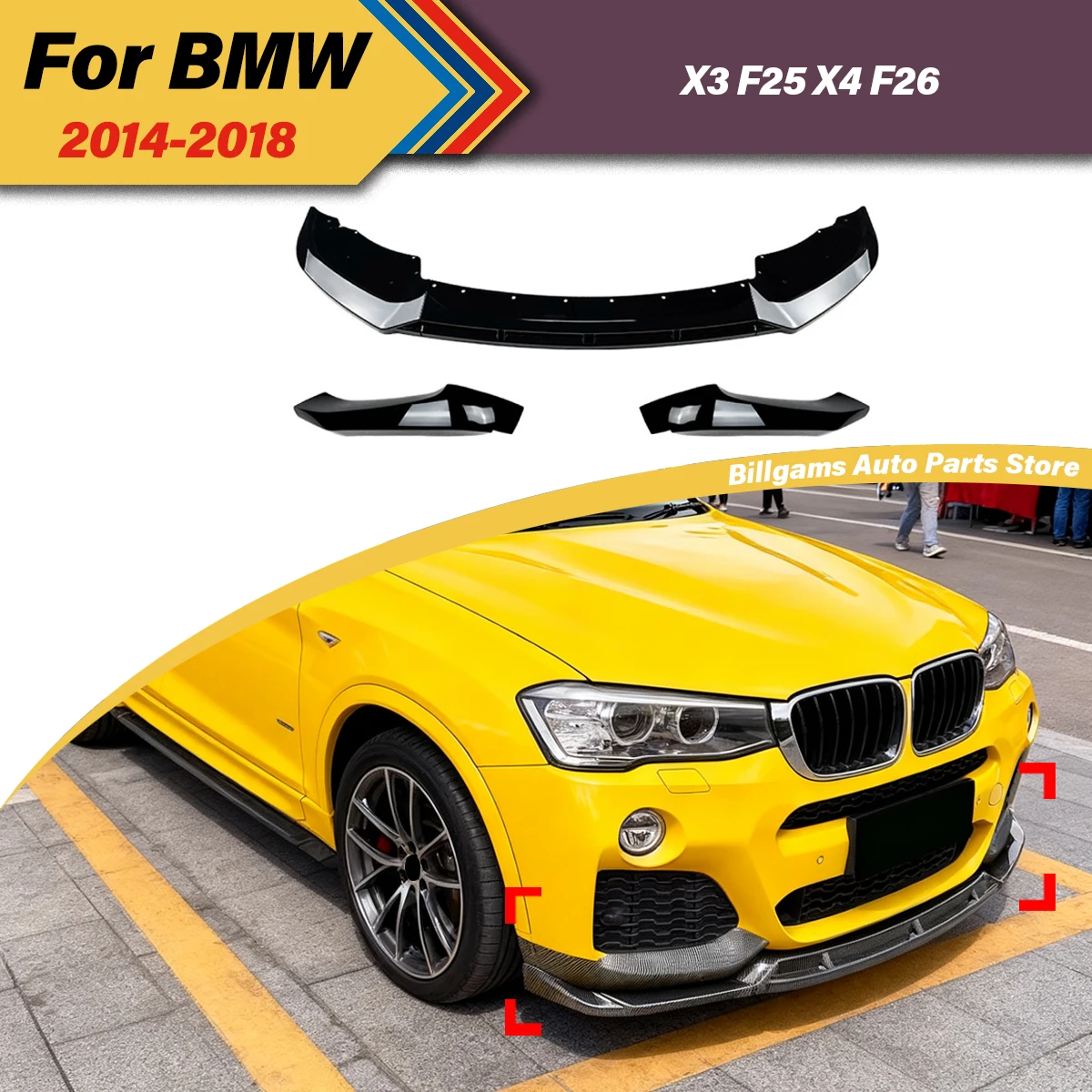 

Для BMW X3 F25 X4 F26 LCI M Sport 2014 2015 2016 2017 2018 передний бампер автомобиля нижняя защитная крышка для губ декоративные аксессуары