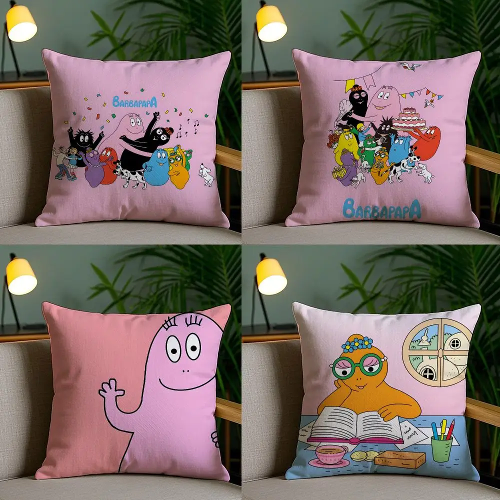 B-Barbapapa CUTE ANIME Cushion Cover Cushion Cover Soft Washable Pillow Case Multi-Scene For Couch Bed Travel Office Use