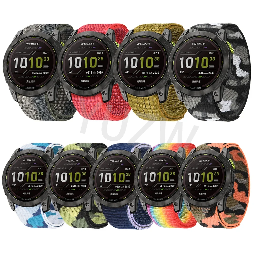 Cinturino in nylon con anello da 26mm 22mm per Garmin EPIX Pro/Fenix 8 E 7 7X 6 5 Orologio Quickfit ultraleggero Basnd per Forerunner 965 Instinct 3