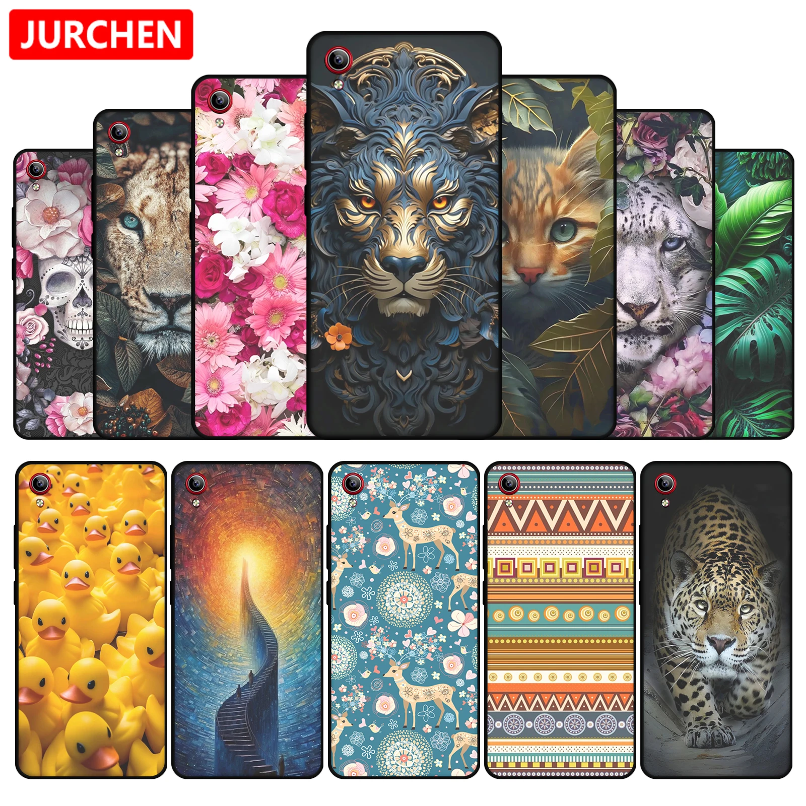 Silicone TPU Case For VIVO Y90 Y91C Y1S Cute Cat Dog Lion Cartoon Pattern Soft Bags Black Cover For VIVO Y 90 91C 1S Y91 C Y1 S