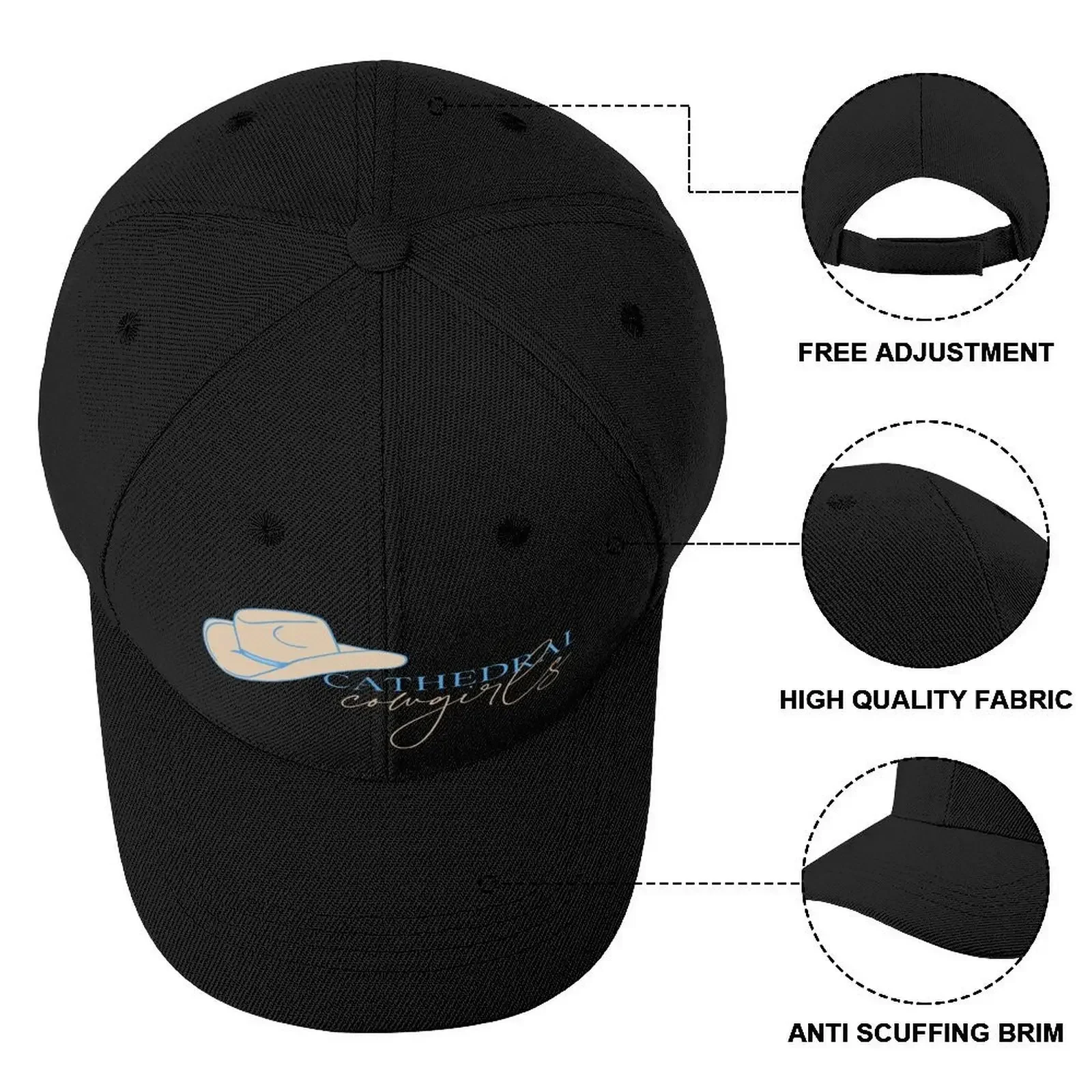 Casquette de baseball pour hommes et femmes, chapeau de soleil, chapeau rigide, casquettes de cowgirls, cathédrale, marque