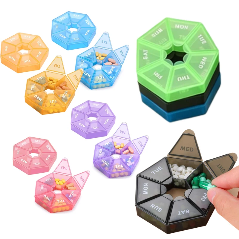 2/5/10Pcs Portable Weekly Pill Organizer - Mini 7-Day Medicine Case & Daily Vitamin Storage Container for Travel