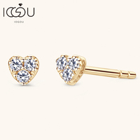 Real Gold 10k Heart Stud Earrings 1.3mm D Moissanite Diamond Mini Piercing Earrings for Women GRA Certified Gold Jewelry 2025