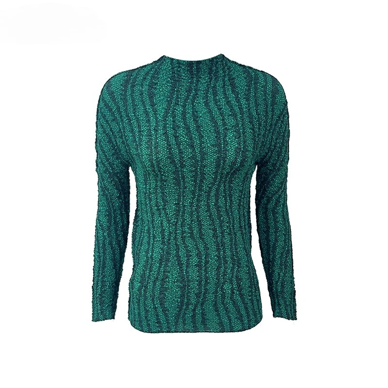 

Miyake Pleated 2025 Autumn and Winter New Pleated Long Sleeved Top, Women's Fashionable Temperament Versatile Base Shirt