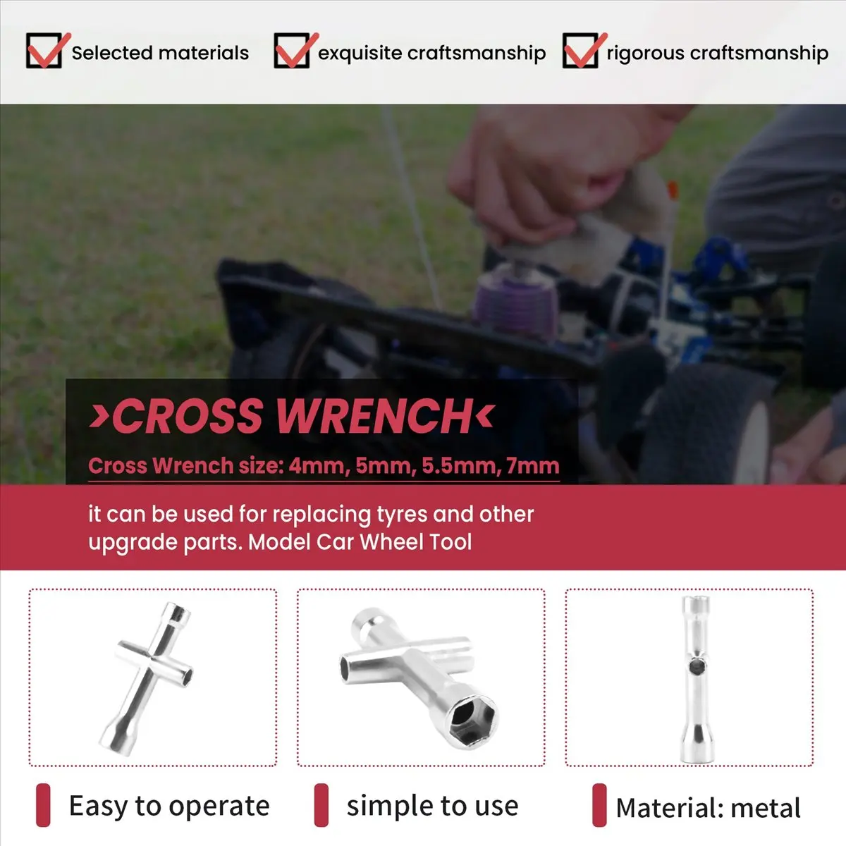 【CYBER MONDAY】Toys Accessory 4/5/5.5/7mm Wrench Sleeve for Spanner RC 80132 for Model Car Wheel Tool