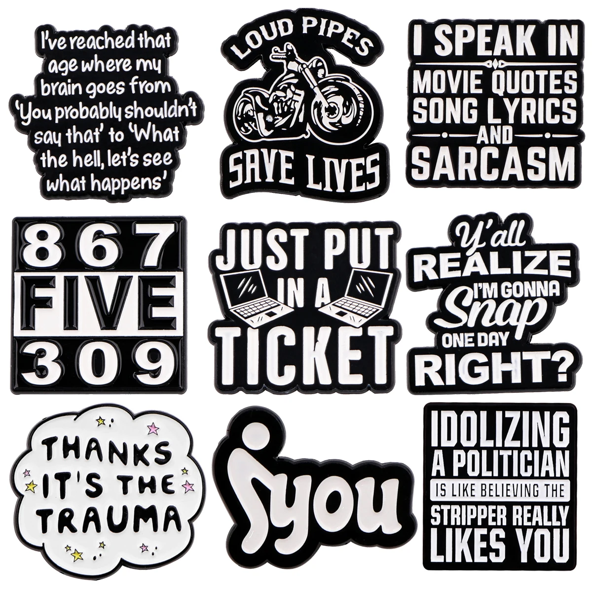 Sarcastic Quotes Enamel Pin Movie Brooches for Women Lapel Pins Badges on Backpack Clothing Accessories Funny Jewelry Gifts