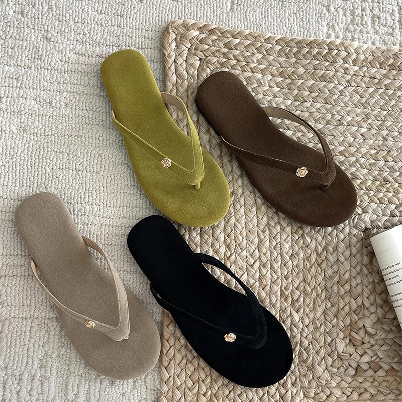 Summer Flip Flop Clip Toe Women's Flats Slippers Casual Beach Vacation Dress Ladies Slides Comfortable Slip-On Footwear