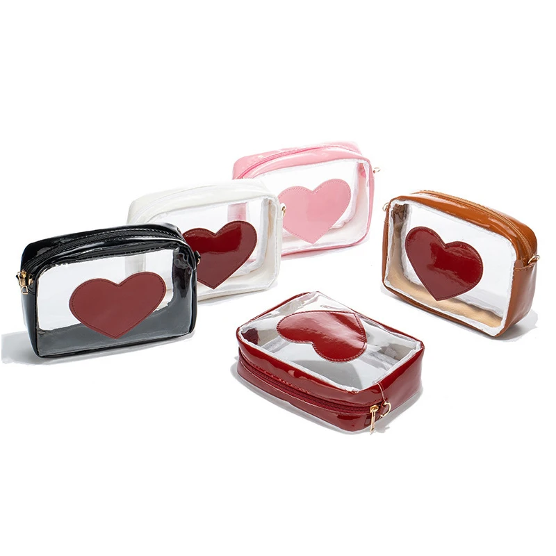 

Girly Summer Transparent Love Jelly Shoulder Crossbody Bag Camera Bag Large Capacity Waterproof Cosmetic Bag Fashion Storage Bag