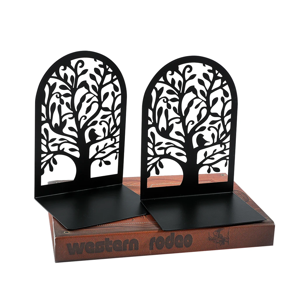 2Pc Tree Bookend, Metal Material Boo kend, Office Accessories for Readers and Book Fans, Desktop Storage and Decorative Supplies