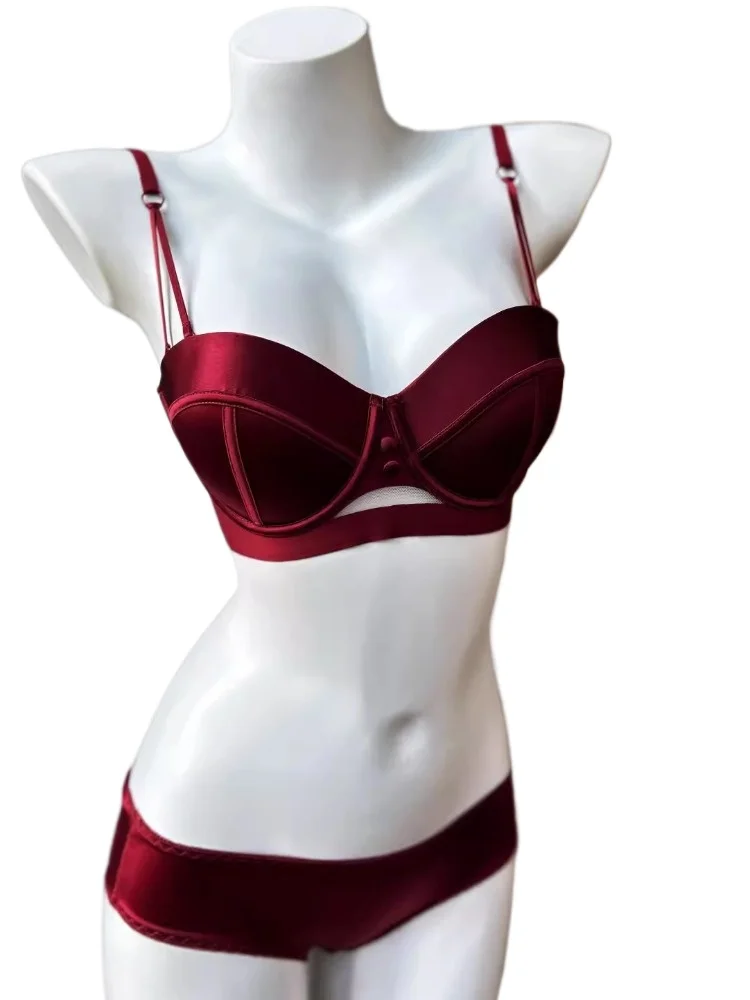 KUCLUT Strapless Bra Set  Fixed Half Cup Built-in Lift Lingerie,Push Up Convertible Underwear Push Up Convertible Underwear