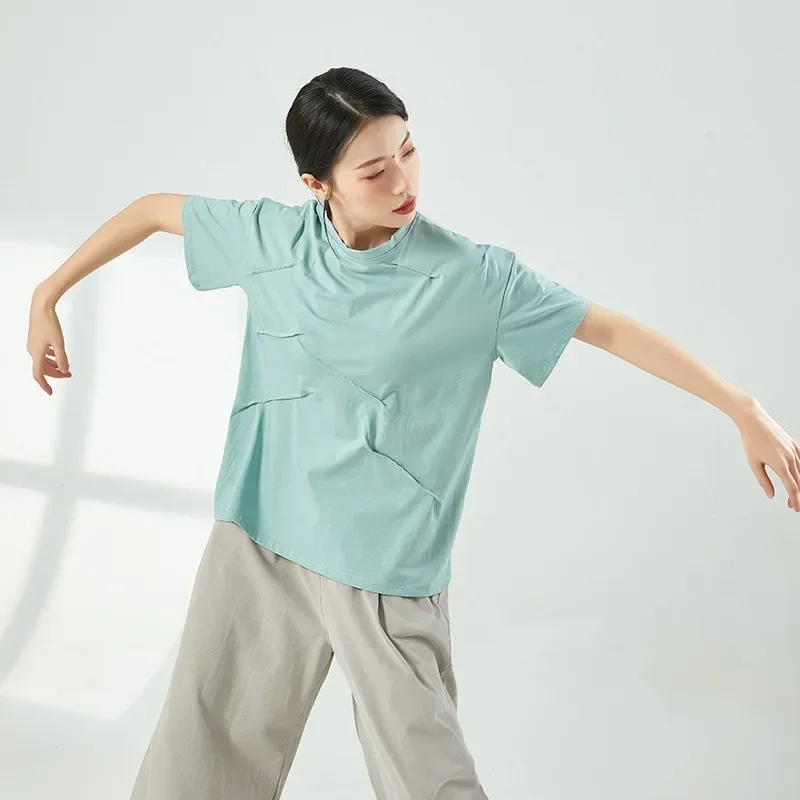 

Modern dance clothes, tops, practice clothes, long-sleeved crew neck cotton, daily casual men's and women's loose sportswear