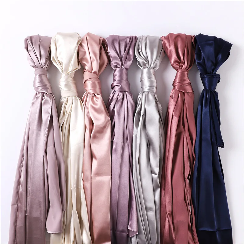 

Soft Silk-like Satin Solid Color Women Scarf Headcloth Shawl Scarf Satin Scarf One Piece Dropshipping