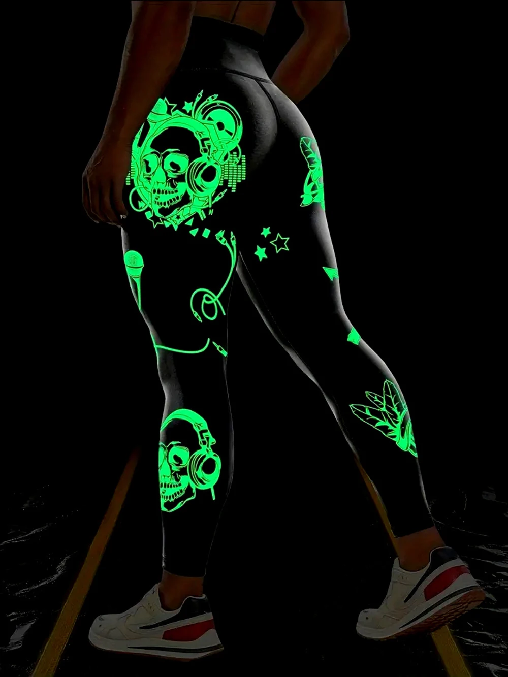 Women's New Glow-In-The-Dark Yoga Pants Outdoor Sports Running Fitness High-Waisted Bodytight Fitness Pants Yoga Wear