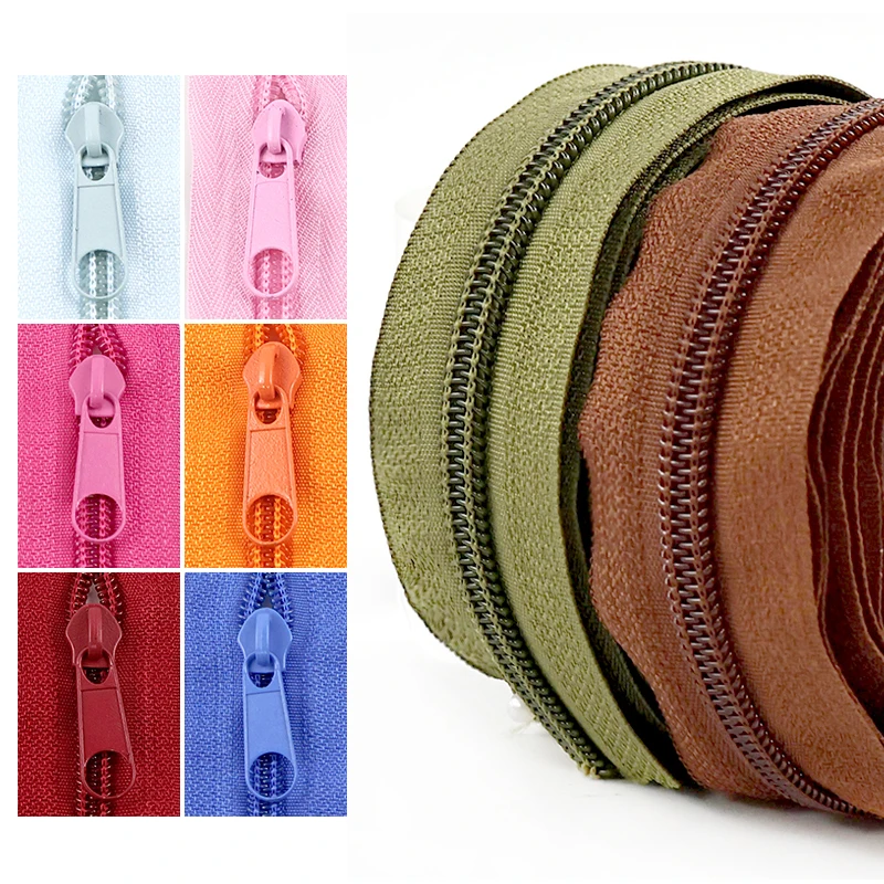 

10/30/50M 3#5# Rainbow Nylon Zipper Tape with Zippers Slider Decor Zip Closure Repair Kit Bags Garment DIY Sewing Accessories