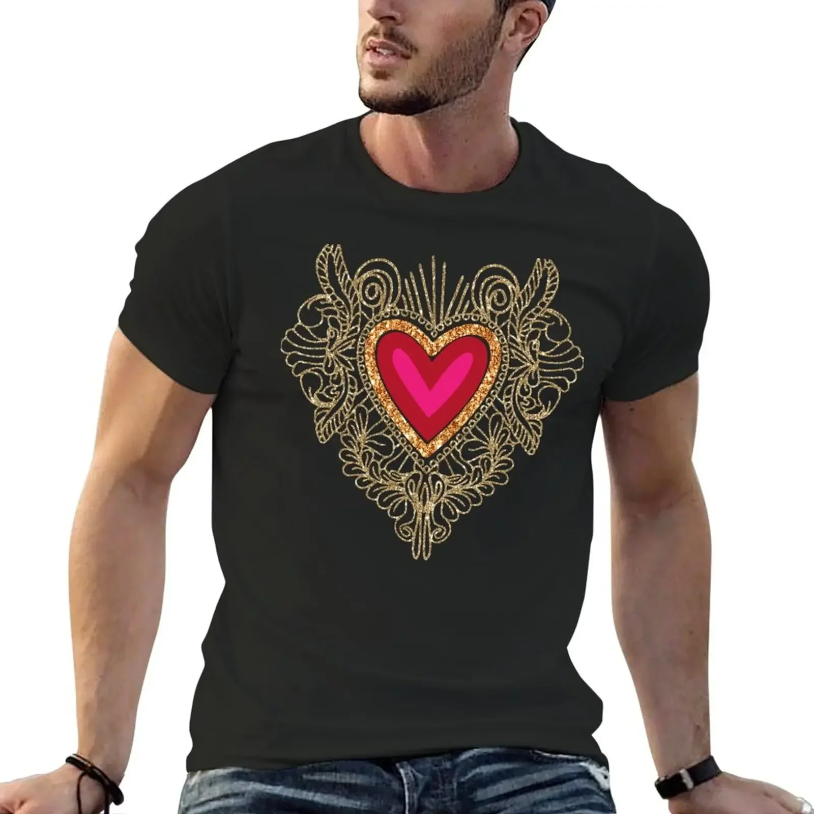 Heart Baroque Art T-Shirt oversizeds sports fans tshirts for men