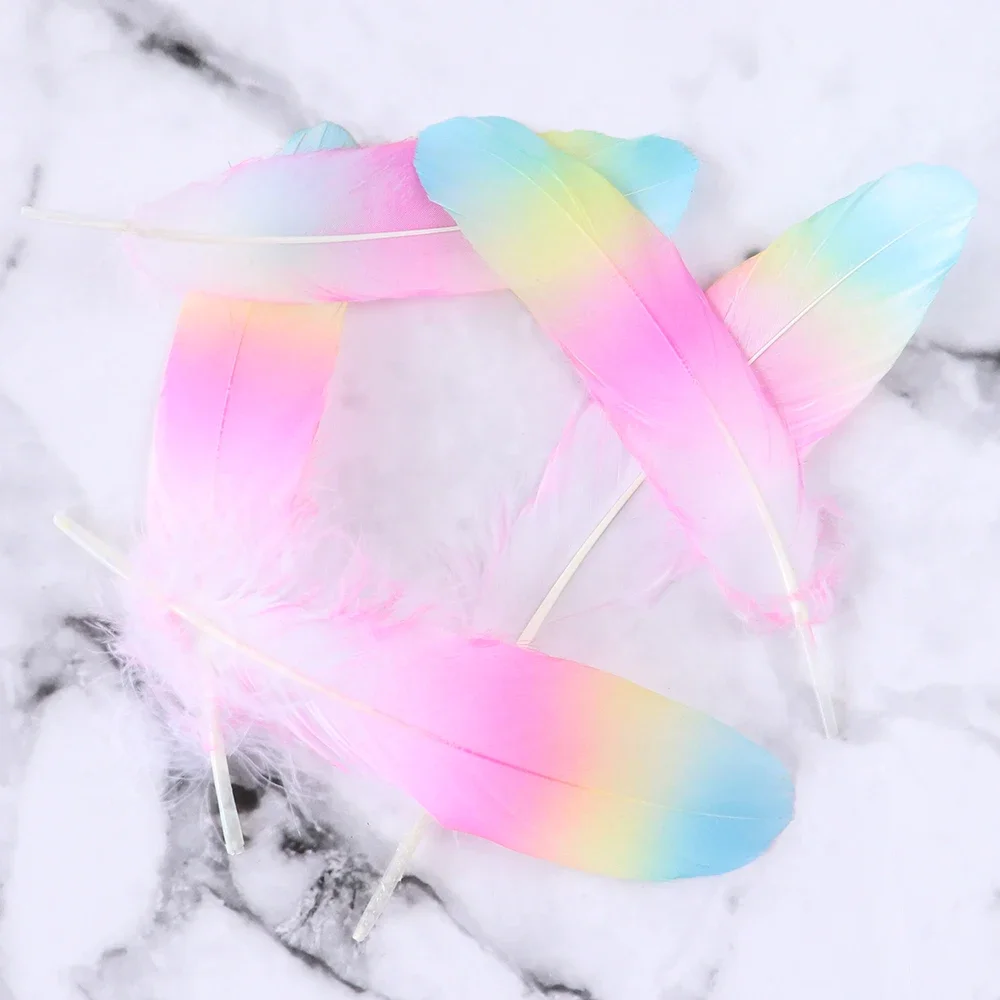 Macaron Three-color gradient Goose feather 10pcs/lot 6-8\