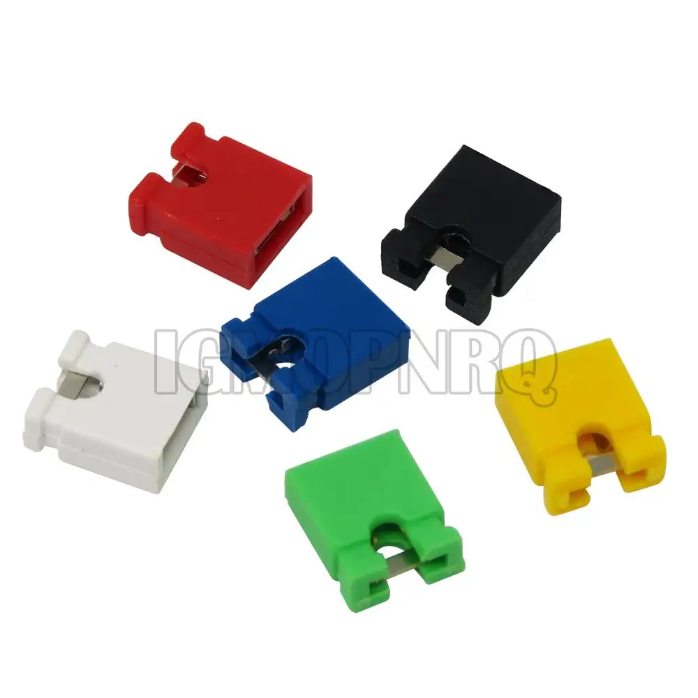 100PCS Pitch 2.54mm Header jumper shorted cap Headers Wire Housings Black yellow white green red blue open & closed For Arduino