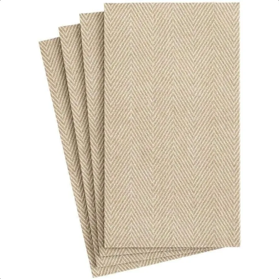 Caspari Paper Guest Towels Jute Linen 12 Per Box Tan Guest Towel 9760GG