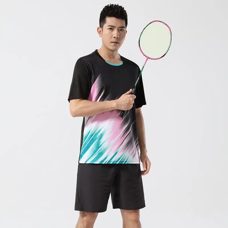 2024 New Style Print Badminton Shirts for Men Women Quick-dry Wicking Short Sleeve Leisure Tennis Ping Pong Volleyball Clothing