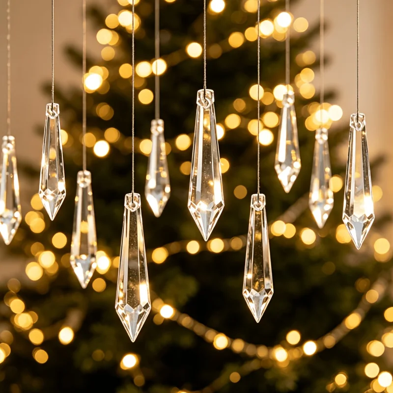 50 transparent large pointed acrylic pendant beads, wedding ceiling hanging beads, hotel auditorium crystal chandelier decorative hanging ball accessories