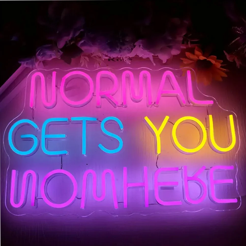 Normal Gets You Nowhere Neon Sign, Large Pink Neon Lights Signs, LED Neon Signs for Wall Decor, Neon Wall Light with USB 62