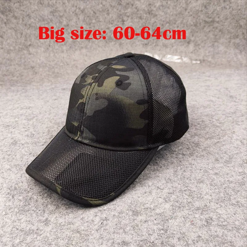 Summer Breathable Mesh Baseball Cap for Men Big Head Size Adjustable Men\'s Cap Casual Camouflage Outdoor Jungle Caps Male 62cm