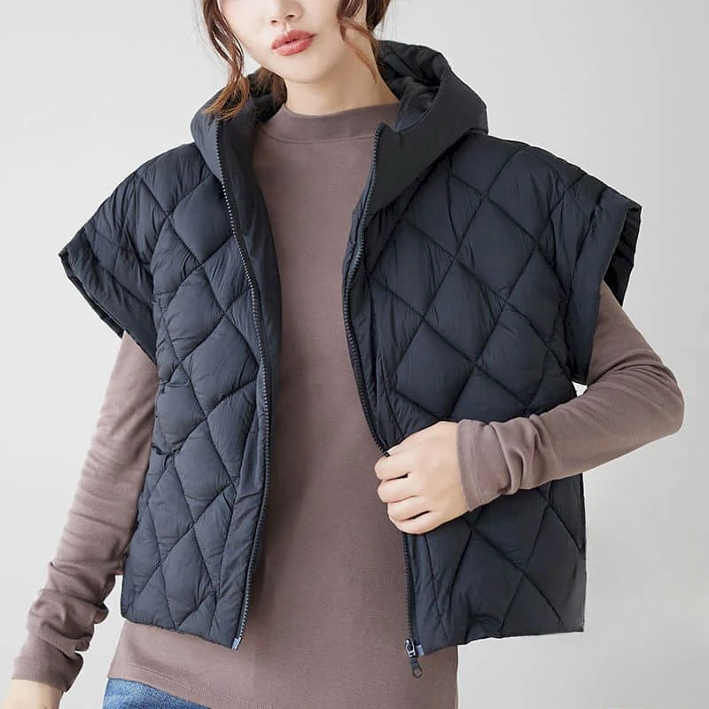 

Waistcoats for Women Lightweight Adding Cotton Vest Casual Sleeveless Cardigans Vintage Hooded Cropped Jackets Loose Women Tops