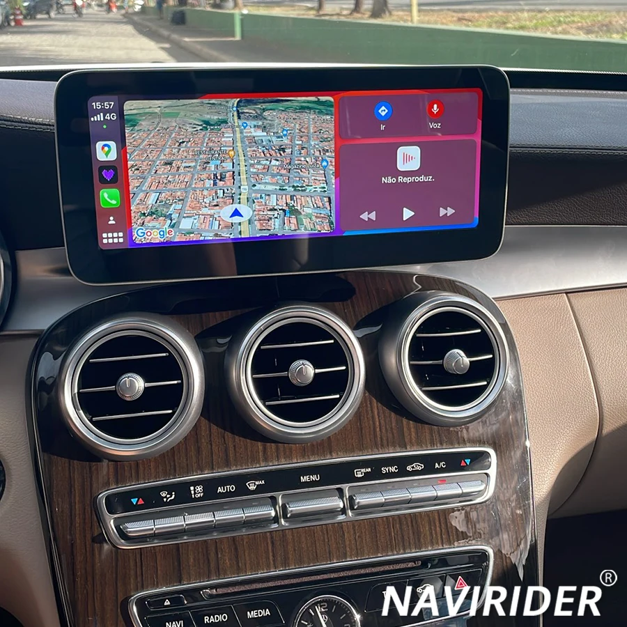 Android auto Carplay Multimedia Video Player Stereo For Mercedes Benz C Class GLC W205 NTG 5.0 2015-2019 Navirider 10.25inch