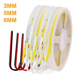 12V 320LEDs/M COB Strip 3MM 5MM 8MM larghezza Fexible FOB LED Light Tape Rope RA90 dimmerabile nastro illuminazione lineare 3000K 4000K 6500K