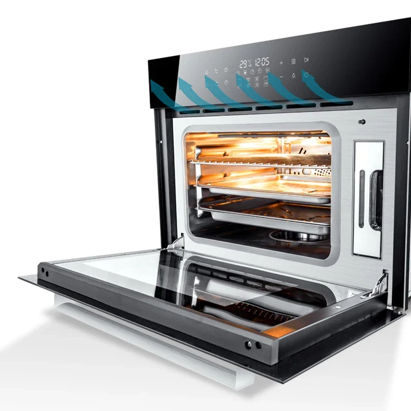 Built-in t Combi Steam Oven with Glass Door, Rotary Convection Baking for Pizza/Bread/Cake, Home & Commercial Kitchen