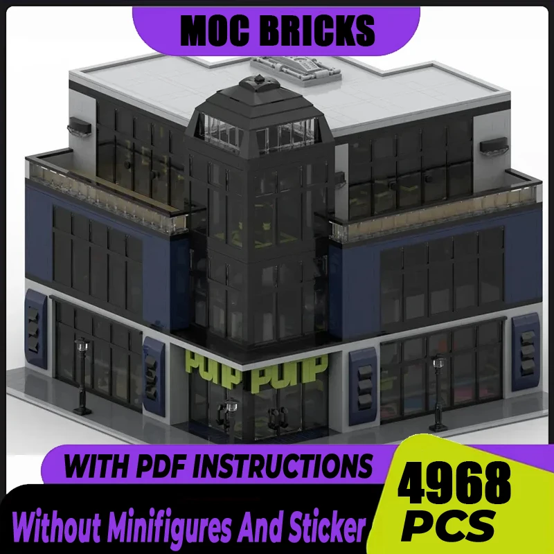 City Street View Model Moc Building Blocks Pump Fitness Center Model Technology Brick DIY Assembly Construction Holiday Toys