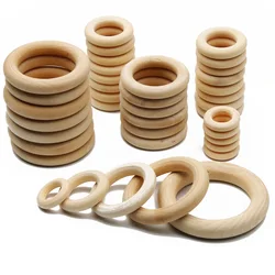 Unfinished Solid Natural Wooden Teething Ring Wood Lead-Free Beads For Ornaments Connectors Jewelry Making Macrame DIY Wood Hoop