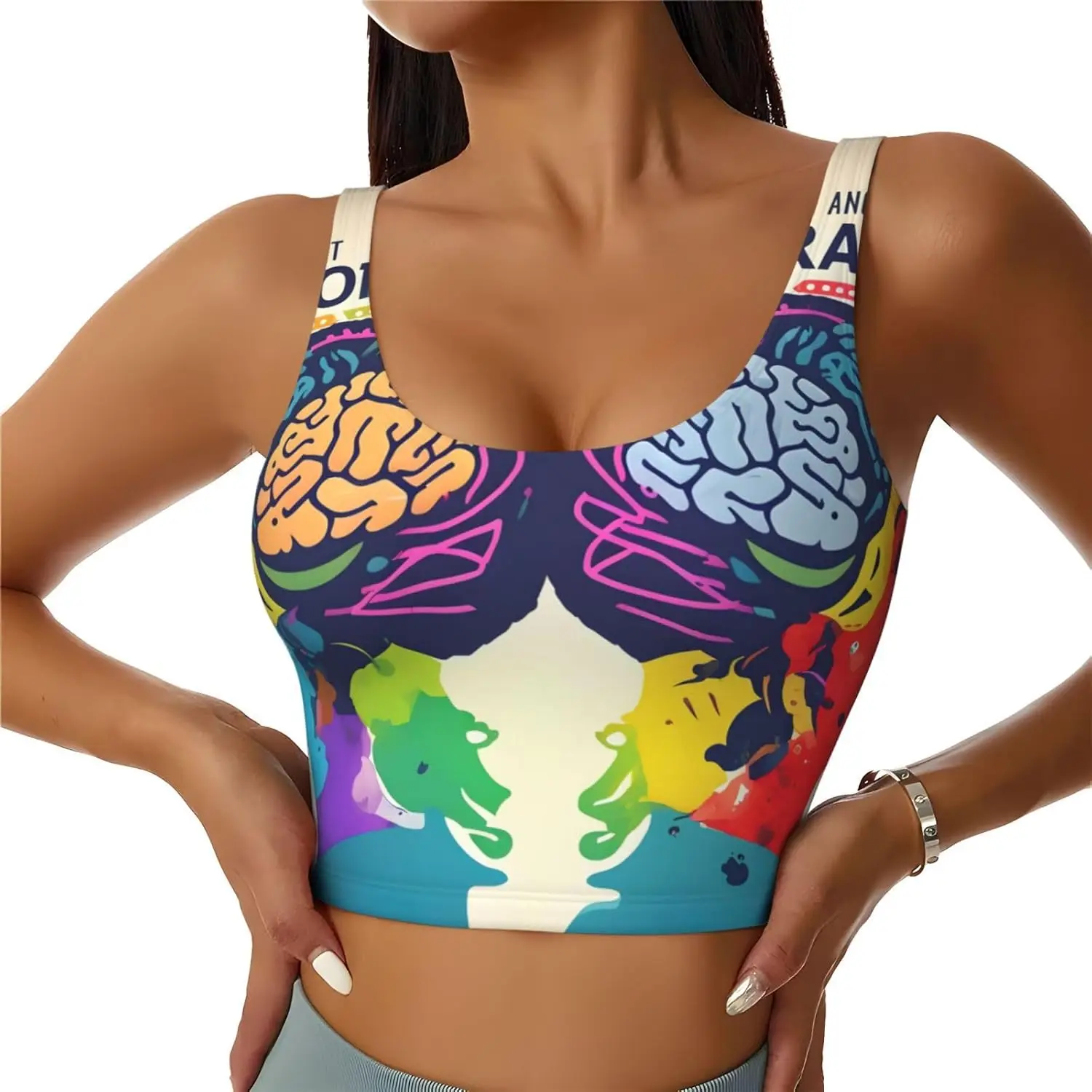 

Левый и правый женский спортивный бюстгальтер с принтом Advantage Brain, компрессионный влагоотводящий высокоударный спортивный бюстгальтер для женщин