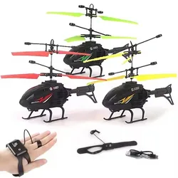 2 in1 Induction Watch Gesture Remote Control Toy RC Helicopter Impact Resistant Helicopter with Lighting