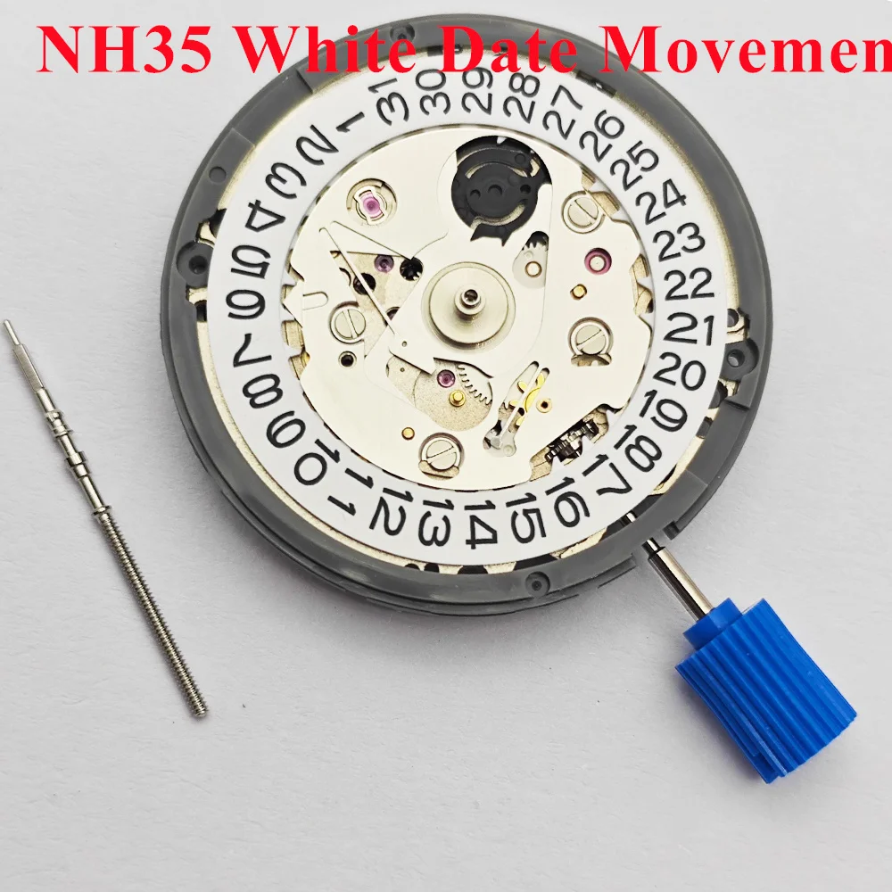 NH35 حركة الساعة تاريخ اليوم الأبيض 24 مجوهرات عالية الدقة الميكانيكية التلقائية ساعة يد تعمل بالحركة المعصم تناسب الرجال