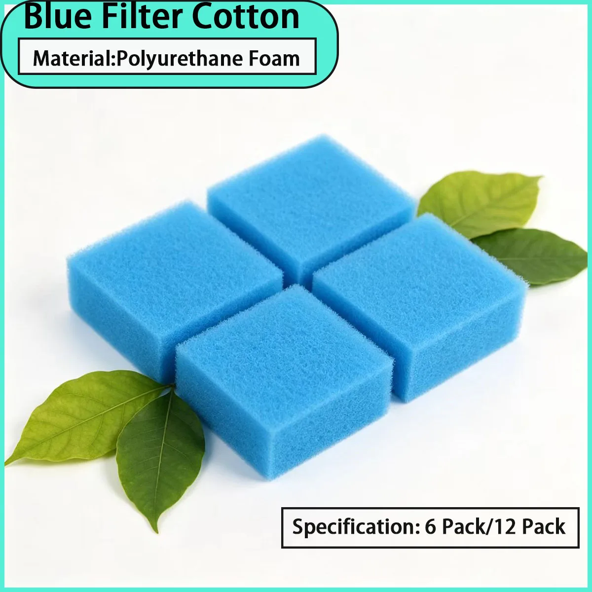 Specification6 pack/12 pack of blue filter cotton for aquarium filtration, fan ventilation, air conditioning intake, etc
