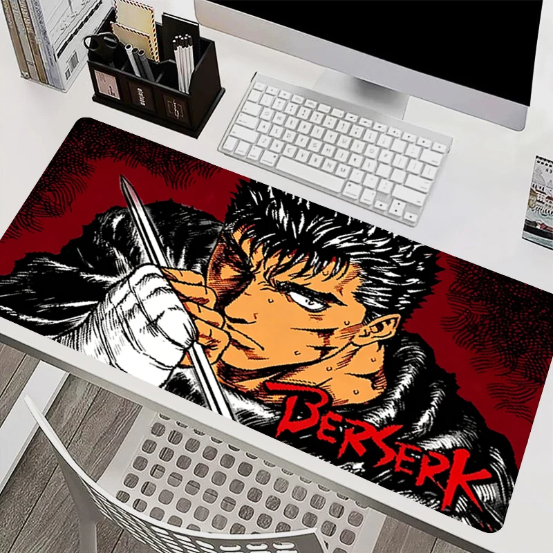 Extra Large Gaming Mouse Pad B-BERSERK Red Anime Mousepad Black Red Pattern Extended Desk Mat Keyboard Mouse Cool Gamer Carpet