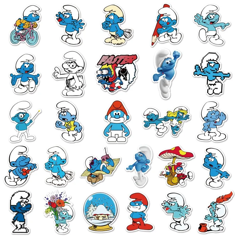 50pcs Cartoon Smurf Graffiti Stickers valigia Water Cup chitarra auto Scooter cancelleria frigorifero adesivi decorativi fai da te