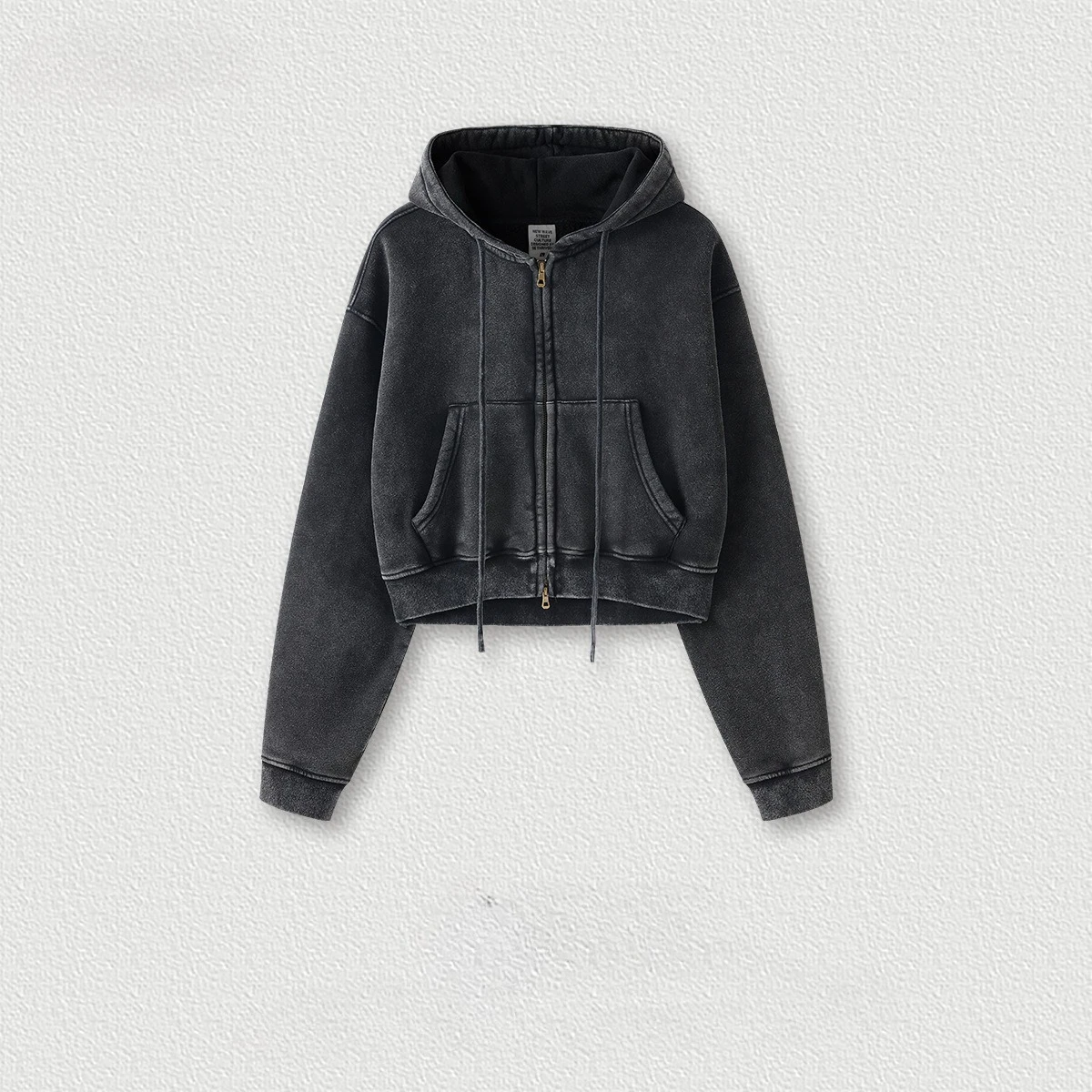 Autumn and Winter Sweatshirt Hoodies Women Retro Wash Hottie Zipper Coat Vans Distress Keep Warm Breathable Leisure Comfort