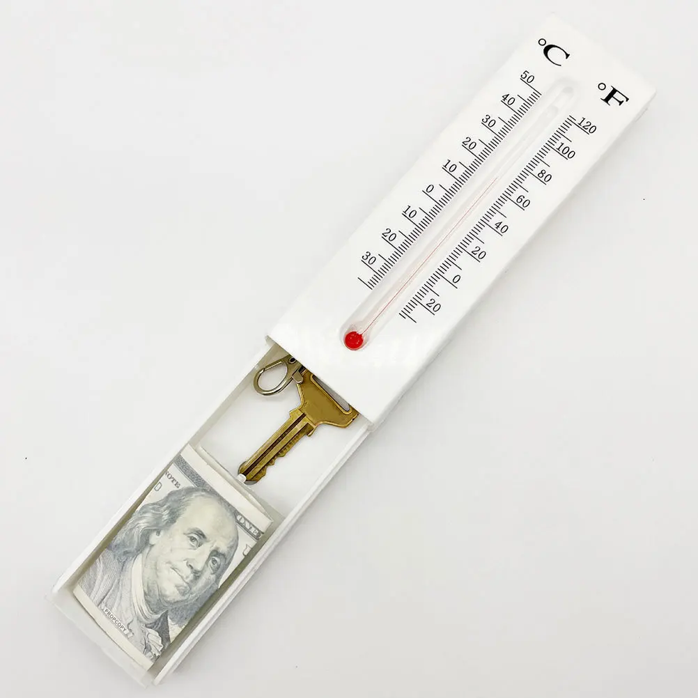 

1pc Sturdy Outdoor Hider Thermometer Storage Box Compact Decorative Cabinet For House Gate Key Saving Box Portable