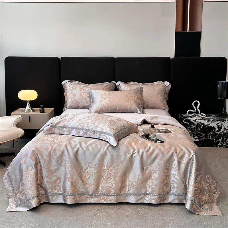 Light Luxury Jacquard Summer Blanket Cooling Sensation Air Conditioner Quilt Quality Skin-friendly Duvet Single Double Comforter