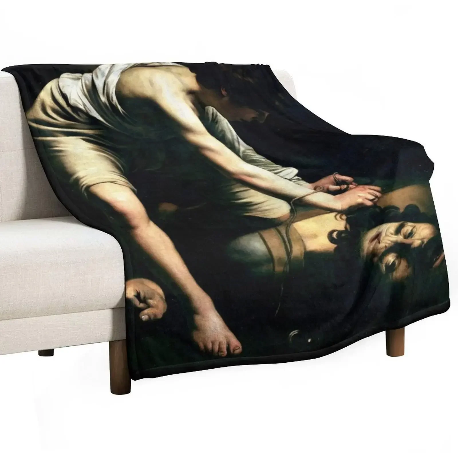 High Res Caravaggio David And Goliath 1600 Throw Blanket for babies Luxury Hairy valentine gift ideas Furry sofa bed Blankets