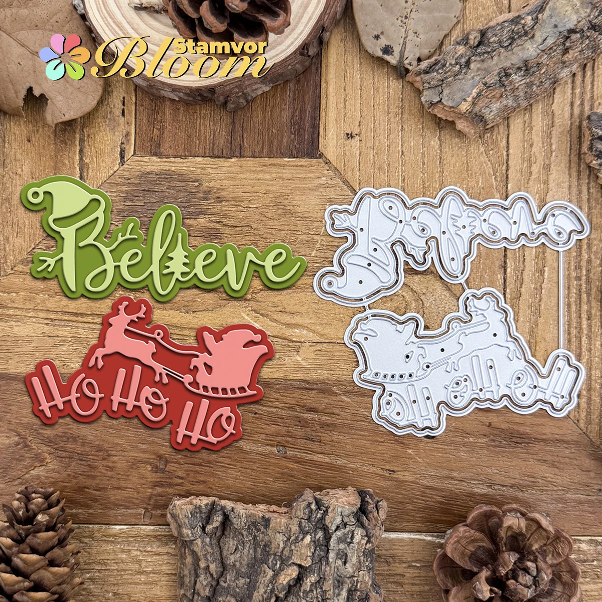 Original Weihnachten Schichten Titel Worte GLAUBE, HO HO HO Metall Stanzformen Scrapbooking Dekorative Prägung