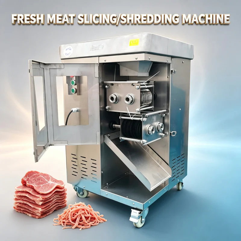 Fresh Meat Slicer Commercial High Power Meat Shredded Machine Multi-functional Meat Cutter With Double Blade Set
