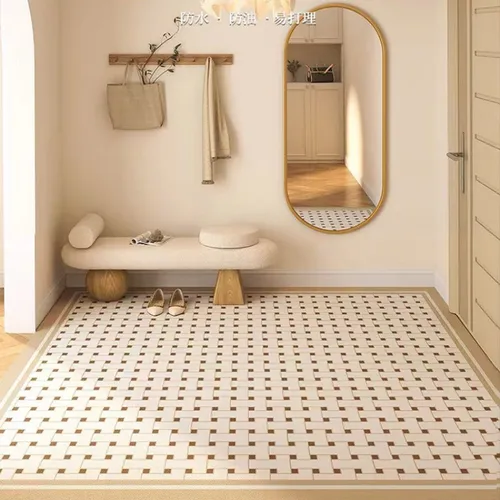 프랑스 레트로 PVC 가죽 카펫, 얼룩 및 내유성 주방 러그, 커팅 가능한 입구 도어 매트, 넓은 영역 세탁 가능 발코니 카펫  Best5