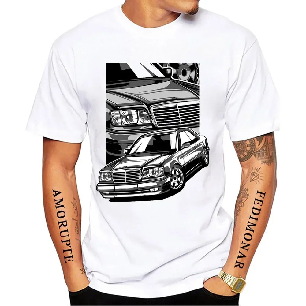 New Summer Fashion Men Short Sleeve W124 & Quot; Dirty Style T-Shirt Boy Sport Casual White Tops Vintage Car Hip HopTees image 4
