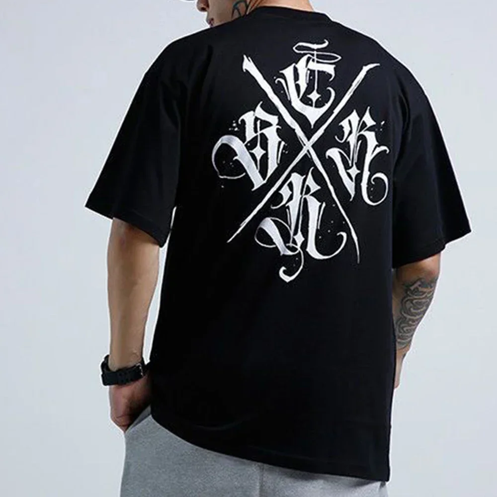 

Street Retro Chicano Print Hip Hop T-shirt Men's 2025 Summer 100% Cotton Street Tattoo Round Neck Loose Short Sleeve Top